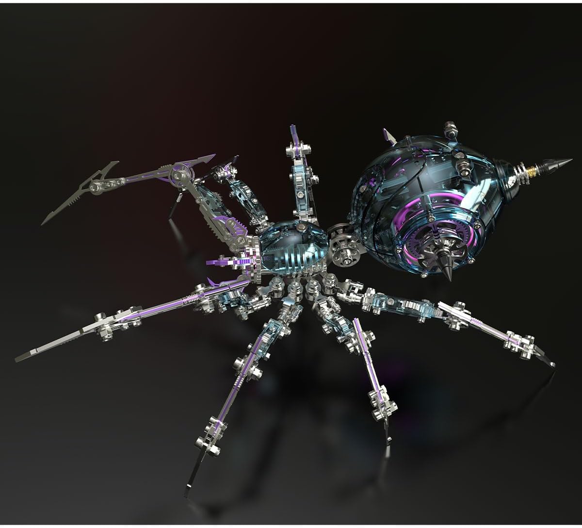 3D Metal Puzzle Spider Model Kit for Adults with Light, 602 PCS Mechanical Metal War Spider Steampunk Animal DIY Assembly Jigsaw Puzzle Model Desk Gifts for Adults