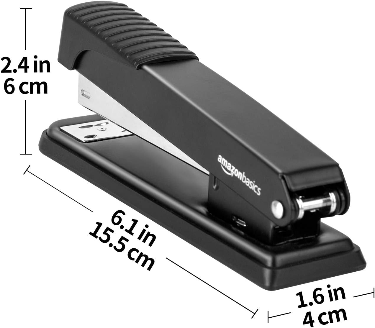 Amazon Basics Full-Strip Desktop Stapler, 20 Sheet Capacity, Non-Slip, Black, 12-Pack