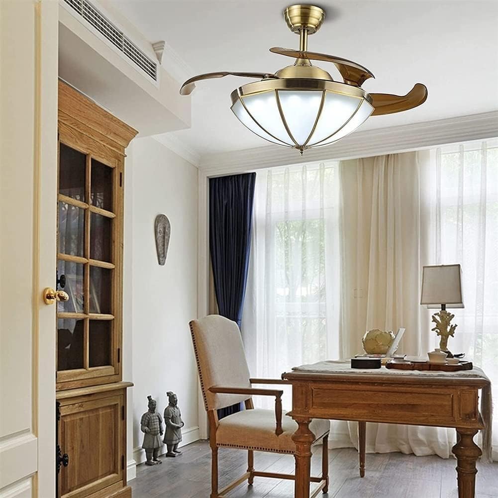 Lamp Retractable Ceiling Fan Light Lighting Ceiling Fans Light Fixture Ceiling Fan Retro Remote Control Farmhouse Living Room Energy Saving