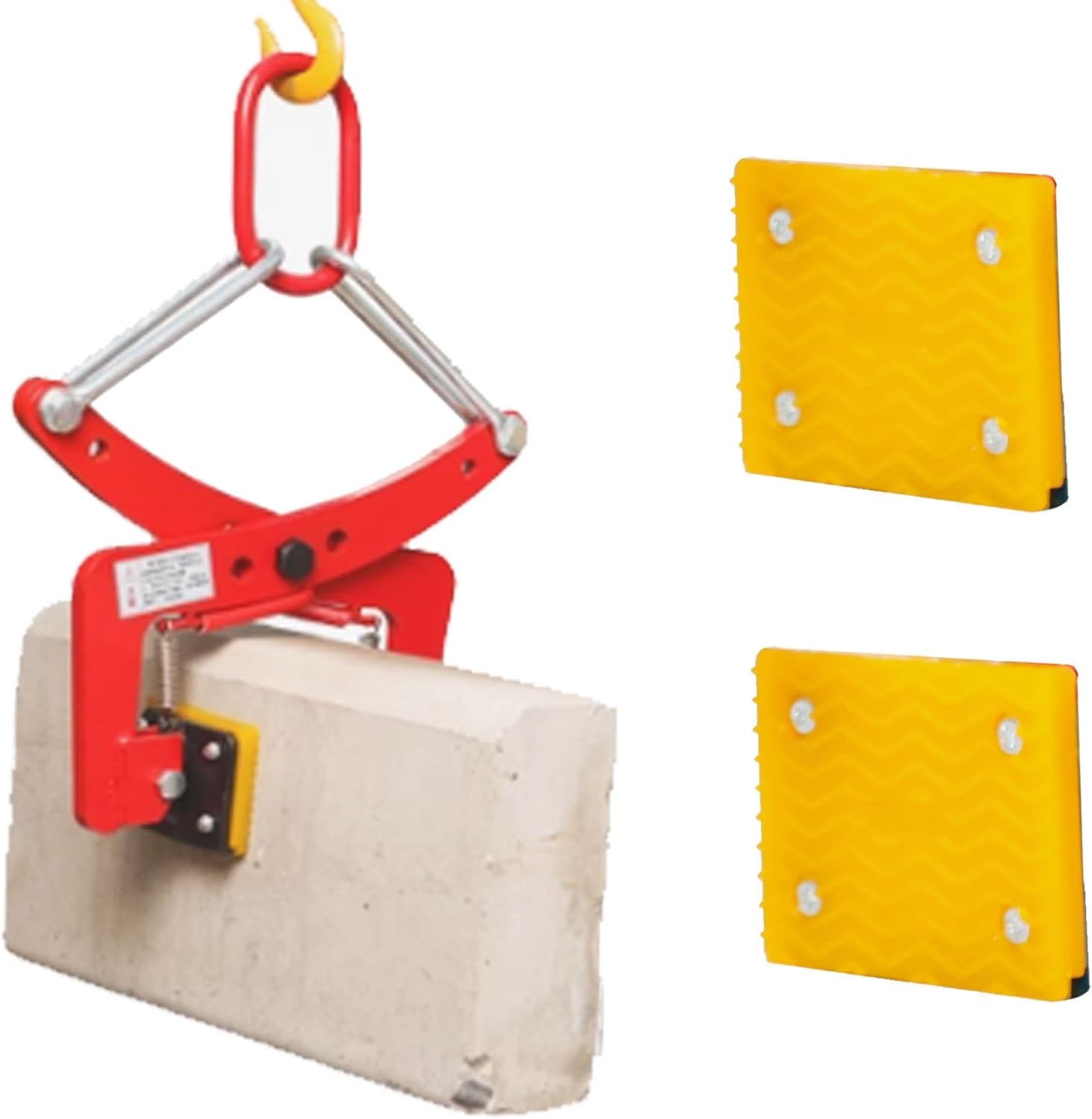 Feeding Mats Stone Carrying Clamps Heavy Duty, 573 617 716 Lbs Rock Clamp Lifter W/Rubber Pad For Marble/Concrete Curbs/Granite Slab, Block Lifting & Transporting Tool(Opening size 2.4-7.1in/6-18CM