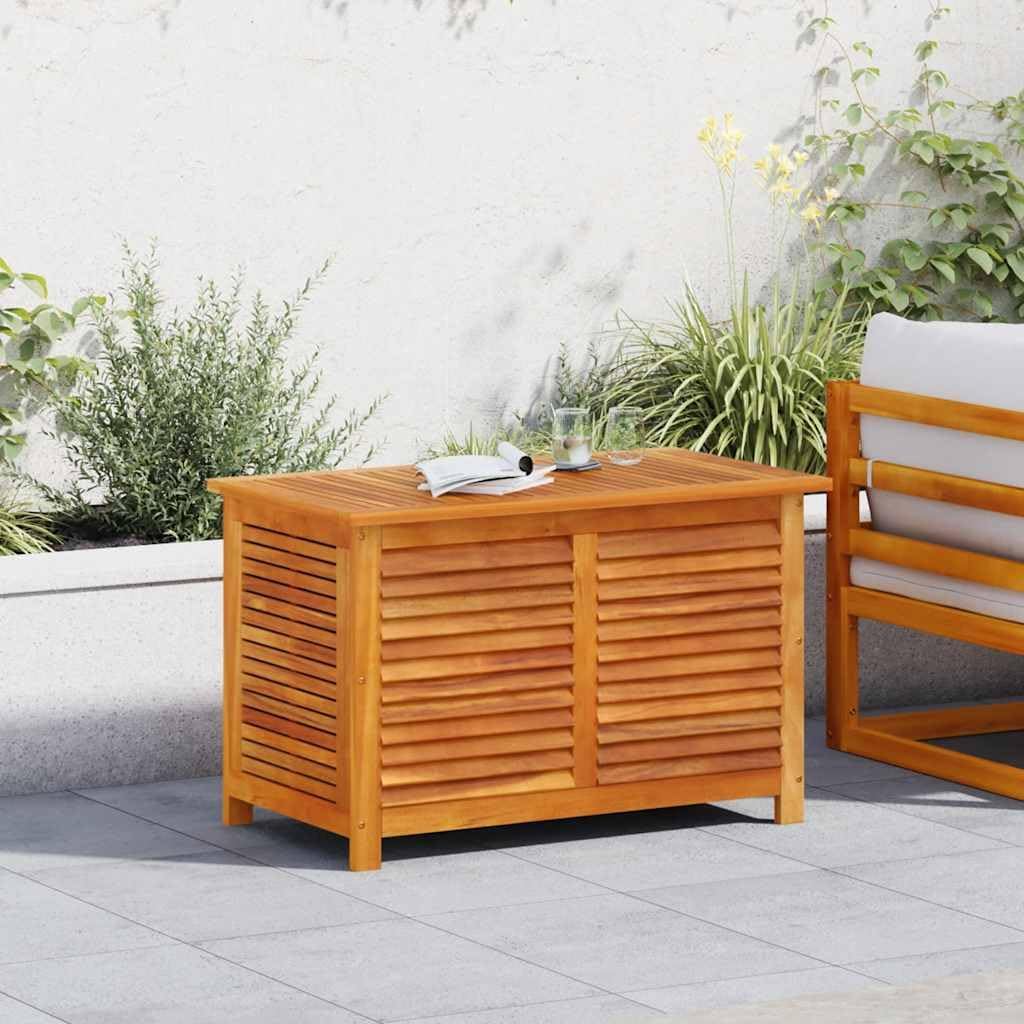 Wooden Patio Storage Box Outdoor Storage Container with Louver for Patio Furniture Cushions, Teak Wood Deck Box, 35.4'x19.7'x22' Solid Wood Acacia,-349