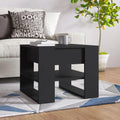 Simple Design Coffee Table with Storage Shelf, Living Room Side End Table for Home, Office, Black 21.9'x21.7'x17.7' Engineered Wood,-307