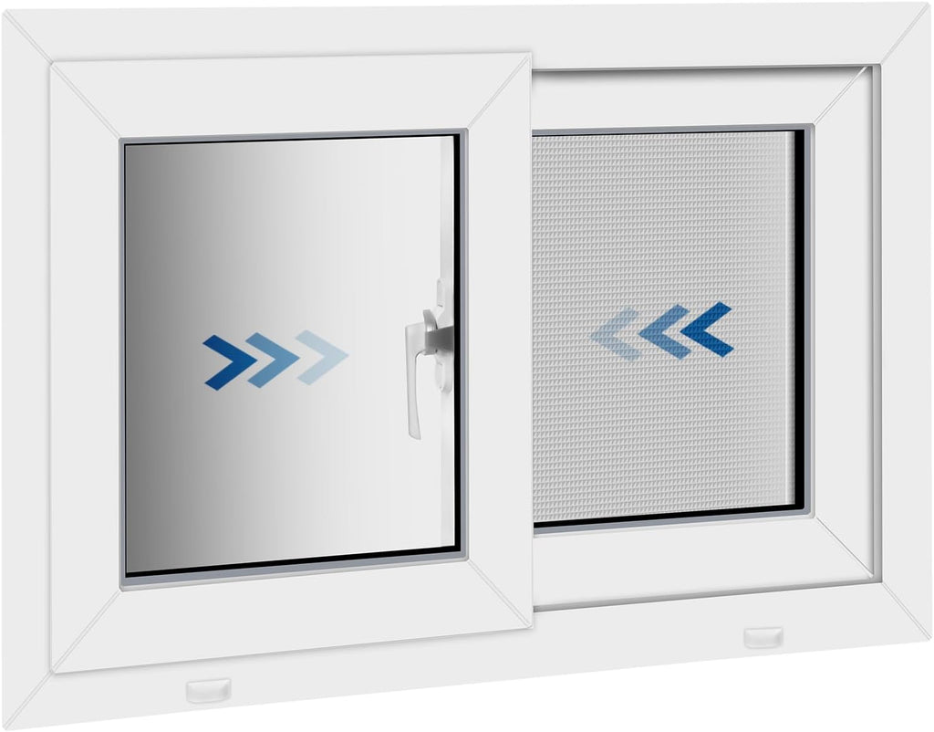 NOOTA EasyWing Basement Window 32' x 20' Double Tempered Glass, Removable Flange, Vinyl Basement Replacement Window