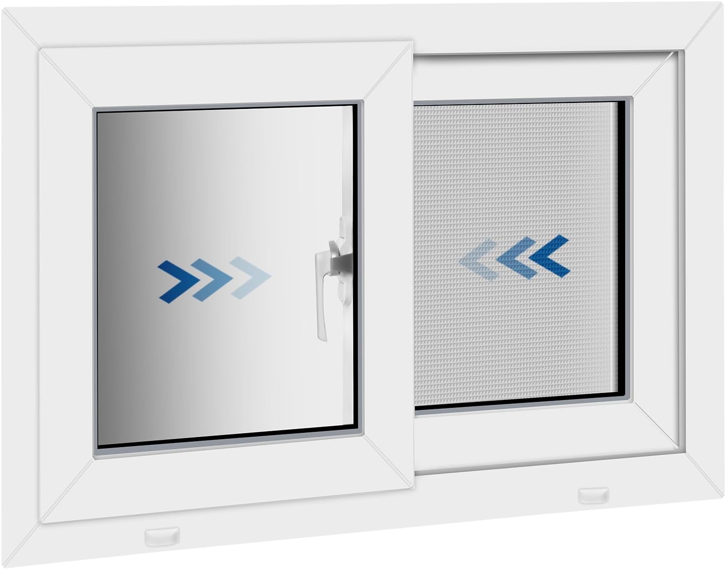 NOOTA EasyWing Basement Window 32' x 20' Double Tempered Glass, Removable Flange, Vinyl Basement Replacement Window