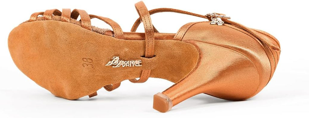 BDdance Women's Latin Salsa Tango Jazz Ballroom Performance Practice Heels #2324 Tan, 4.5-11