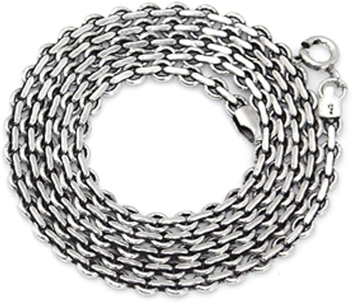 Silvershake Oxidized 3mm 925 Sterling Silver Cable Chain Necklace 22 Inch