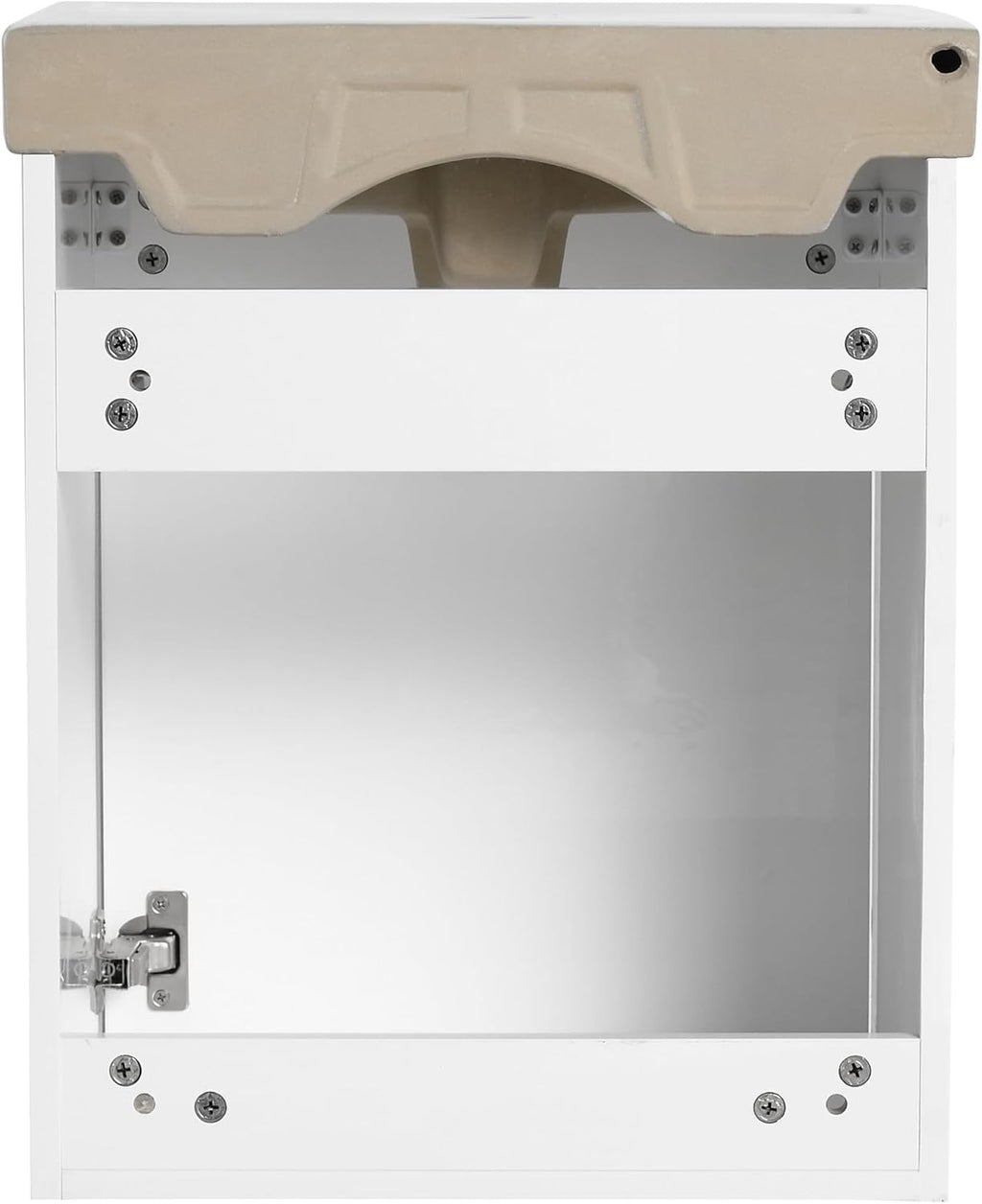 Glemab 17.31' Floating Wall-Mounted Bathroom Vanity, Wall-Mounted Storage Cabinet with Ceramic Sink, Soft-Close Cabinet Door, Bathroom Vanity with Ceramic Sink, White