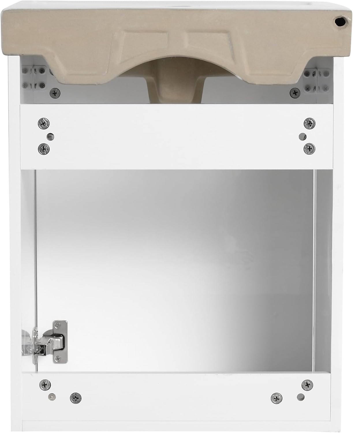 Glemab 17.31' Floating Wall-Mounted Bathroom Vanity, Wall-Mounted Storage Cabinet with Ceramic Sink, Soft-Close Cabinet Door, Bathroom Vanity with Ceramic Sink, White
