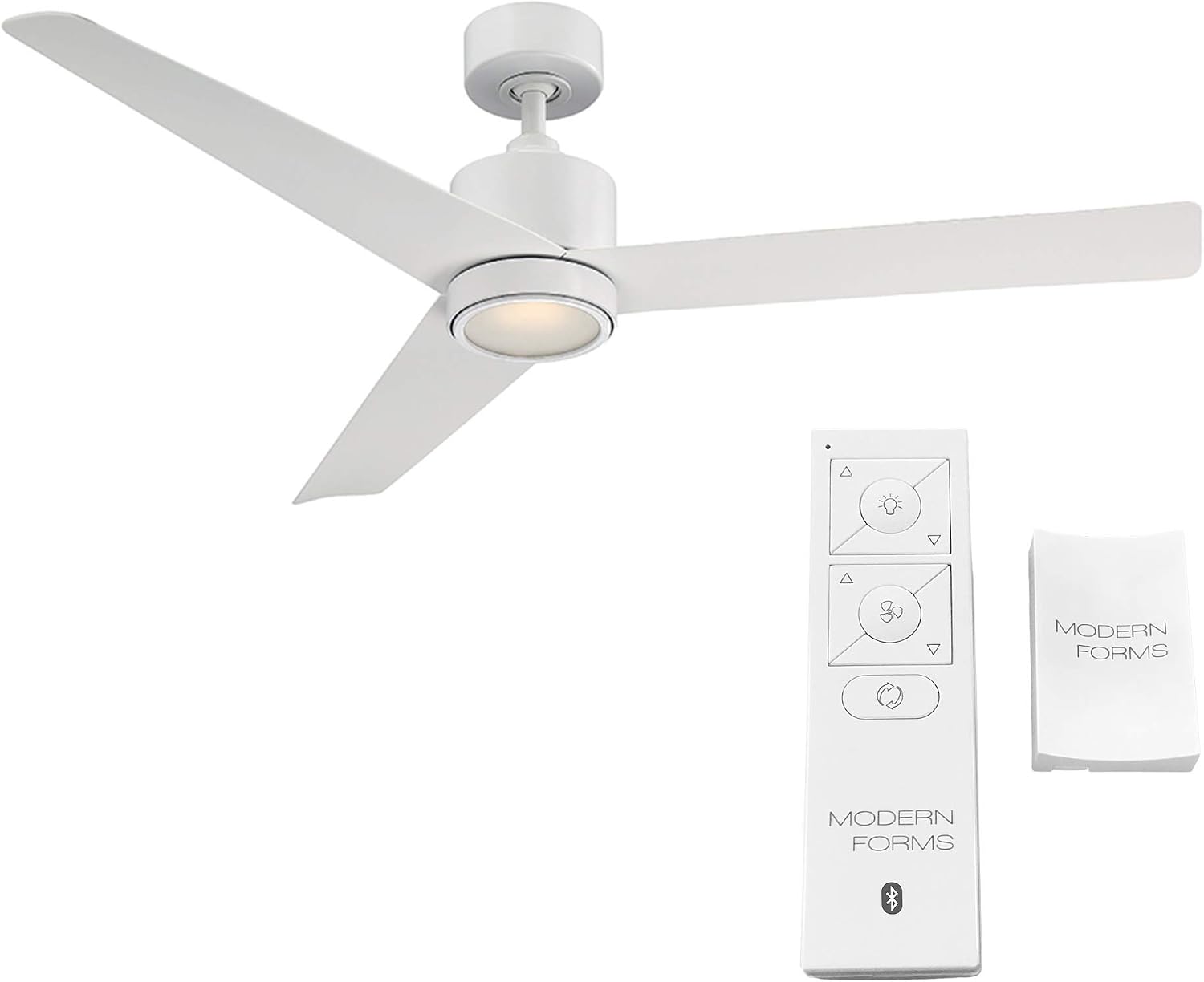 Modern Forms Lotus Indoor and Outdoor 3-Blade Smart Ceiling Fan 54in Matte White with 2700K LED Light Kit and Remote Control, (FR-W1809-54L-27-MW)