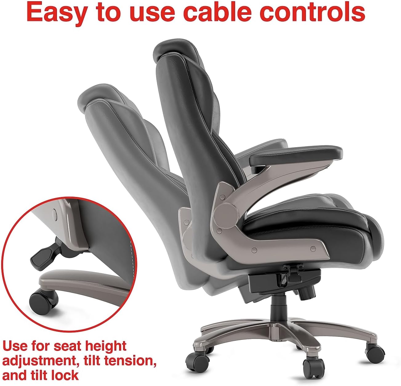 Staples Randolph Ergonomic Bonded Leather Executive Big & Tall Chair, 400 lb. Capacity, Black