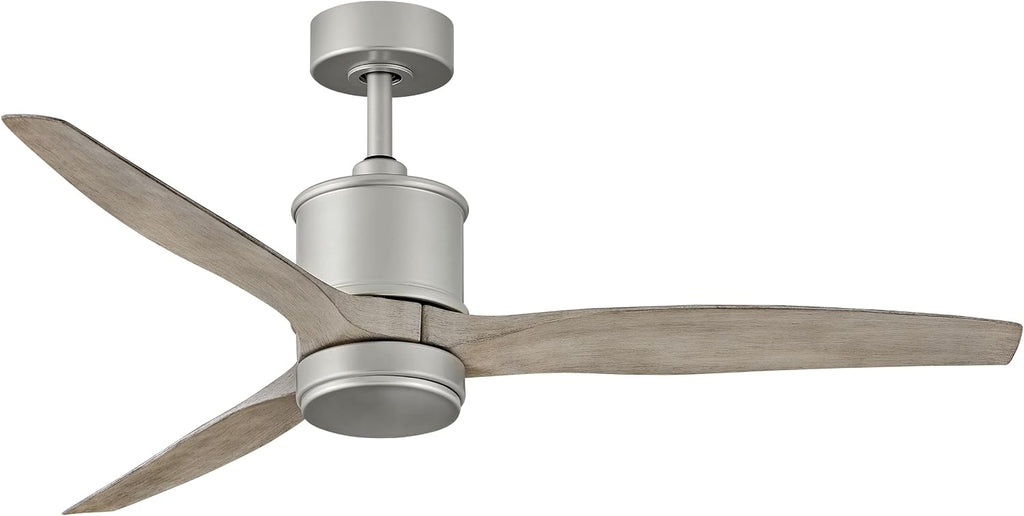 Hinkley Hover 60' Indoor/Outdoor Smart Ceiling Fan with Light and Remote, Modern Propeller Style with Composite Fan Blades, Integrated LED, Brushed Nickel and Weathered Wood