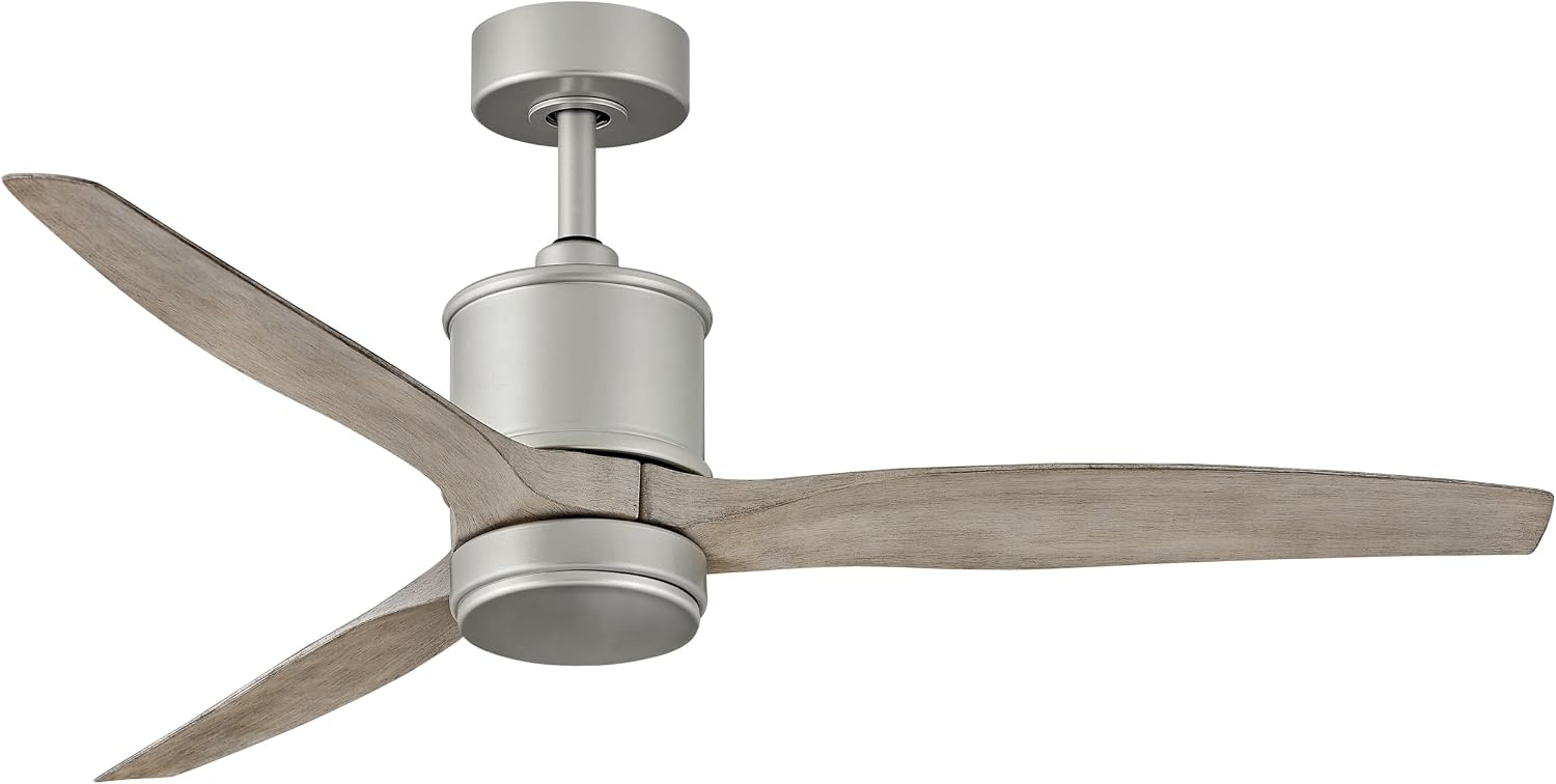 Hinkley Hover 60' Indoor/Outdoor Smart Ceiling Fan with Light and Remote, Modern Propeller Style with Composite Fan Blades, Integrated LED, Brushed Nickel and Weathered Wood