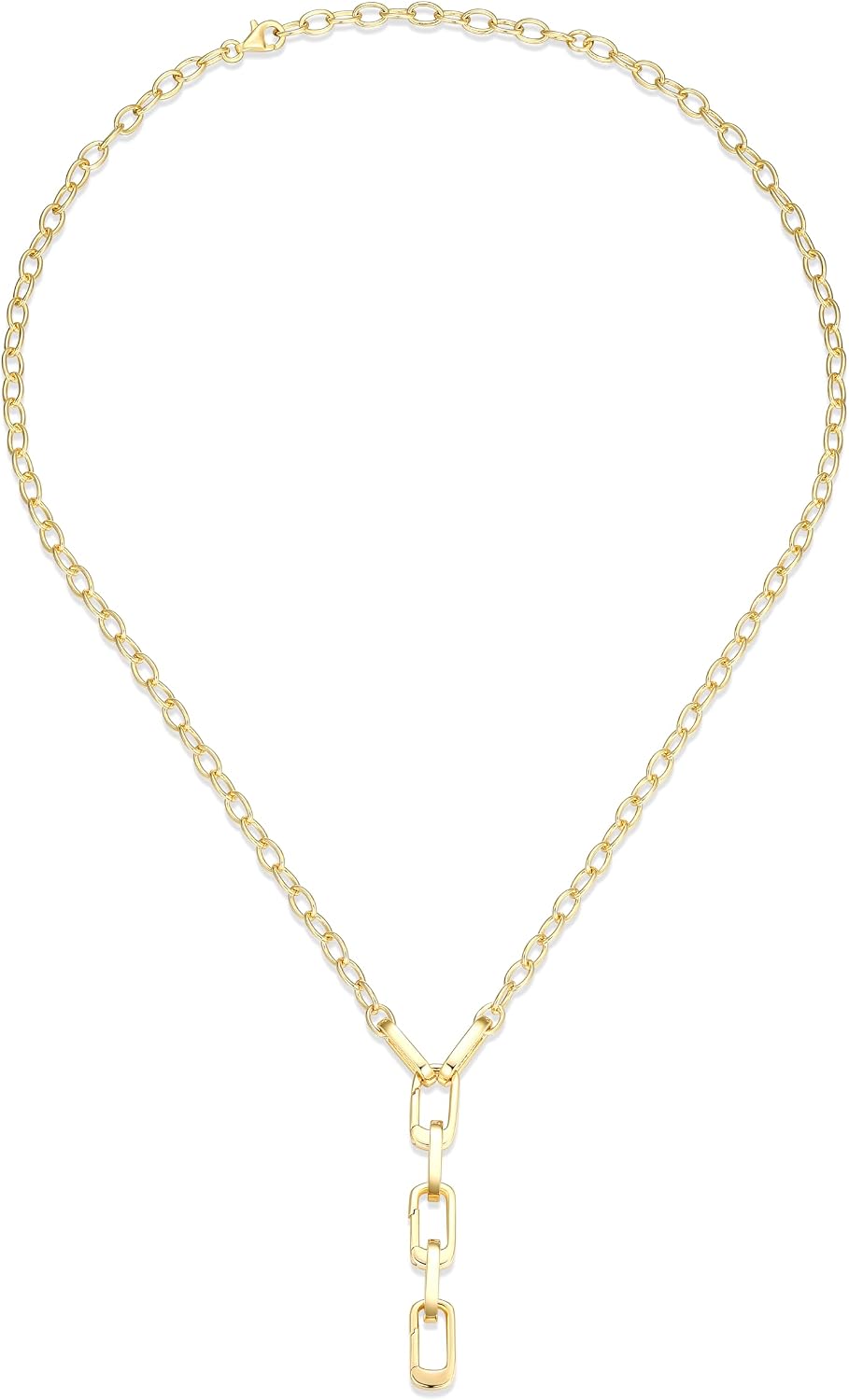 SCAMPER & CO .925 Sterling Silver Rhodium or 18k Yellow Gold Plated Carabiner Charm Necklaces for Women - Hypoallergenic Compatible Charms Sterling Silver Necklace for Women Modern Carabiner Design
