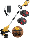 21V Cordless Tiller Cultivator, 310RPM Battery Powered Garden Rototiller with 2 * 3000mAh Batteries & Charger, 9In Tilling Width & 6.6In Depth Electric Tiller for Lawn, Gardening, Soil Cultivation