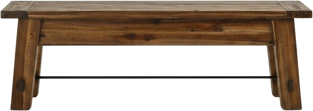 Alaterre Furniture Durango 60 Inch Solid Wood Entryway Organizer - Modern Farmhouse Bench with Metal Accent Bar for Entryway, Dining Room, Kitchen, or Bedroom (Natural)