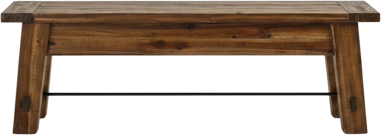 Alaterre Furniture Durango 60 Inch Solid Wood Entryway Organizer - Modern Farmhouse Bench with Metal Accent Bar for Entryway, Dining Room, Kitchen, or Bedroom (Natural)