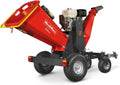 MechMaxx 6'' inch Honda 389cc 11.7HP Electric Start Gasoline Powered Engine 4-Wheels Towable Wood Chipper Shredder Mulcher with Towbar/Tail Light/Emergency Stop Button/Stop Bar, Model B150 Red