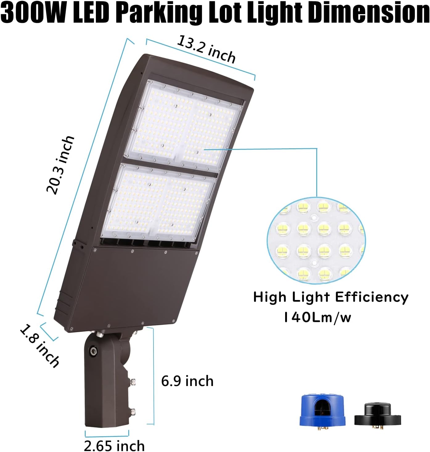 300W Dimmable LED Parkig Lot Light with Slip Fitter, 5000K 42000Lm 1000W HPS/HID Equiv., [Dusk to Dawn Photocell&Shorting Cap Included] UL Outdoor Commercial LED Parking Lot Lighting Fixture