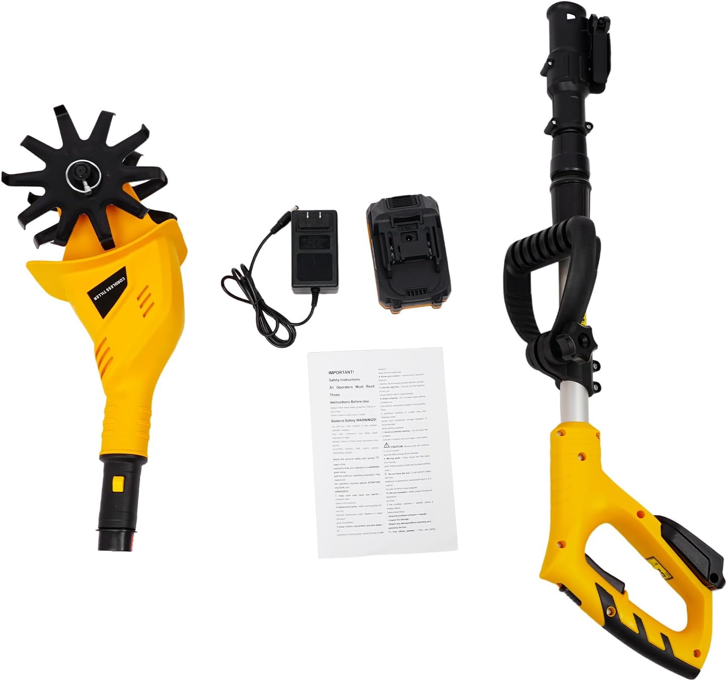 20V Cordless Tiller Cultivator, 250RPM Handheld Electric Tilling Machine, 9.84' Tilling Depth, Electric Garden Tiller with 2.0 AH Battery for Lawn/Gardening/Soil Cultivation