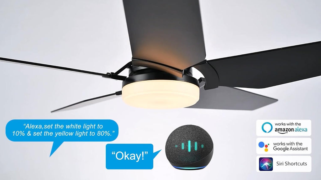 Carro 52' Modern Smart Ceiling Fan with Dimmable LED Lights and Remote, Compatible with Alexa/Google Home/Siri/APP, DC Motor with 10 Speeds, for Living Room Dining Bedroom, Black