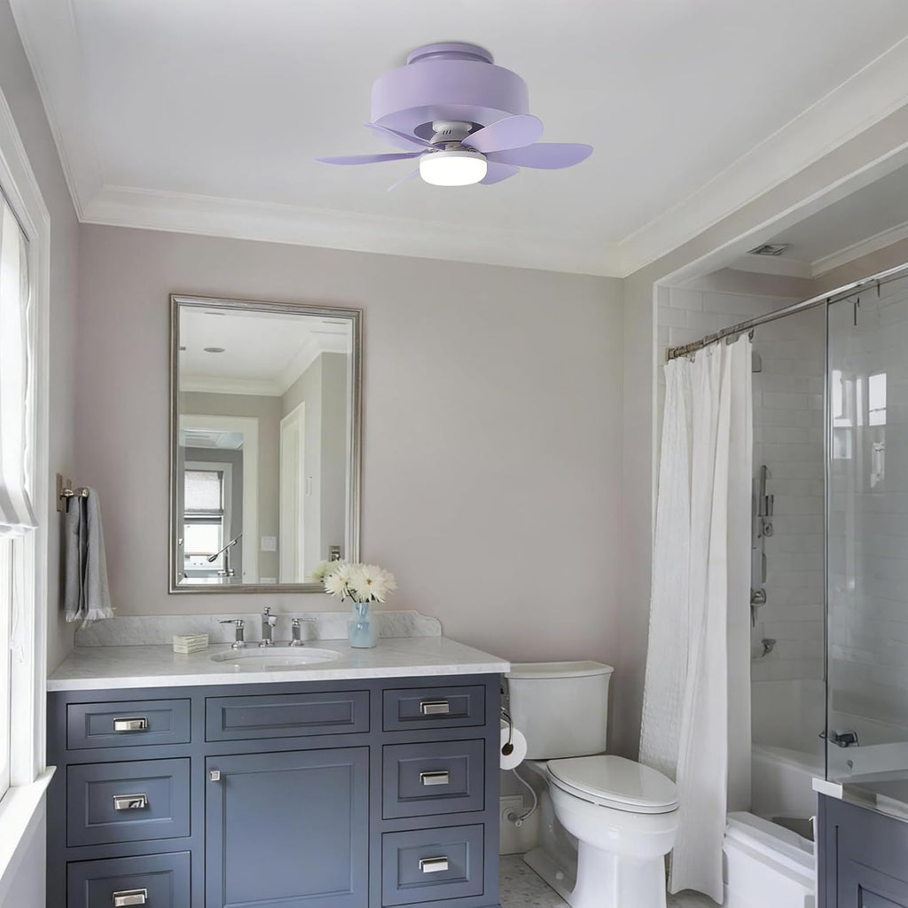 Nordic Retro Round Purple Resin Semi-Recessed Fan Ceiling Light, Simple Style, Ceiling Lighting, Corridor Lighting, Entrance, Toilet