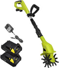 Cordless Tiller Cultivator 20V 2/4A Battery 250 max RPM Powered Tiller Cultivator, with 4000mAh Rechargeable Lithium Battery and Charger, for Graden Lawn and Yard,1battery