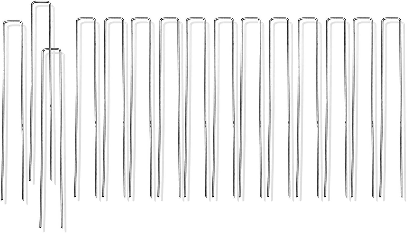 Ashman Galvanized Garden Stakes Landscape Staples: 500 Pack 12 Inch Sod and Fence Stake - Sturdy Rust Resistant Gardening Supplies for Anchoring Landscaping, Weed Barrier Fabric, Ground Cover