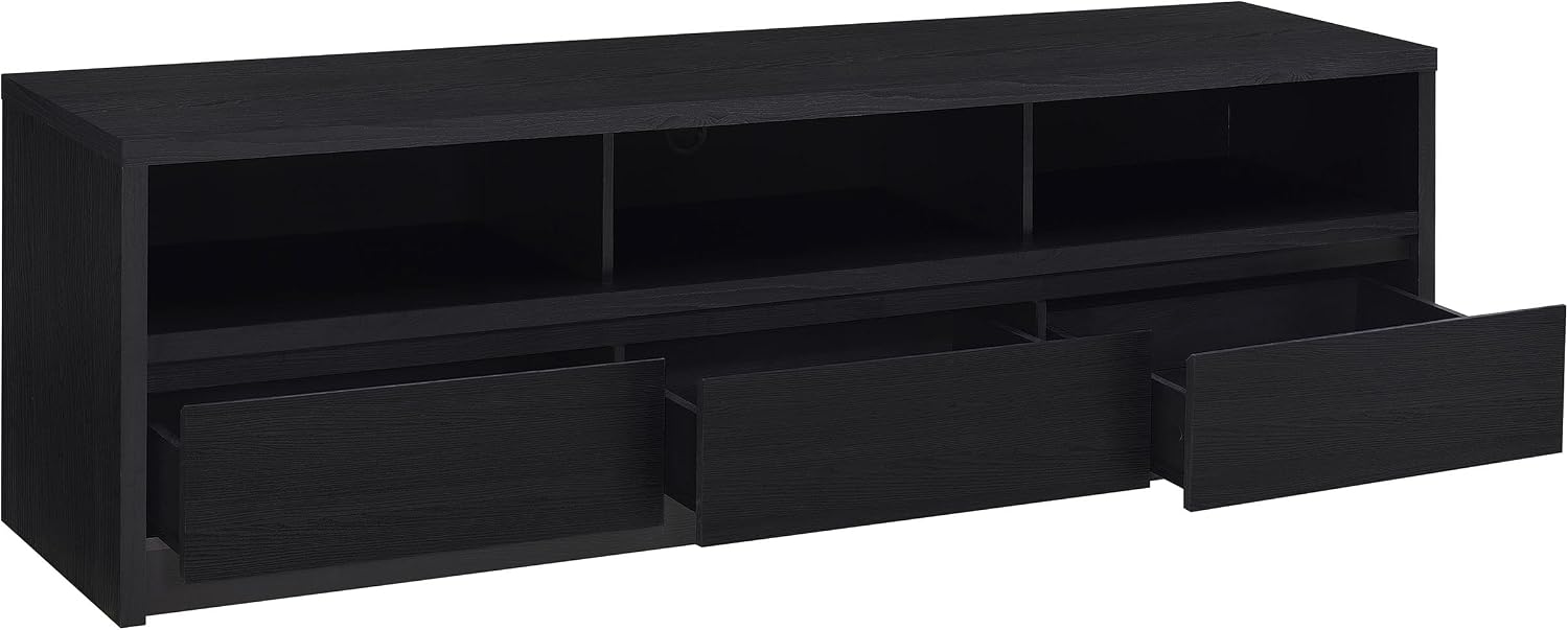 Coaster Home Furnishings Rutland 78-Inch TV Stand and Media Console Black, 3-Drawer Entertainment Center
