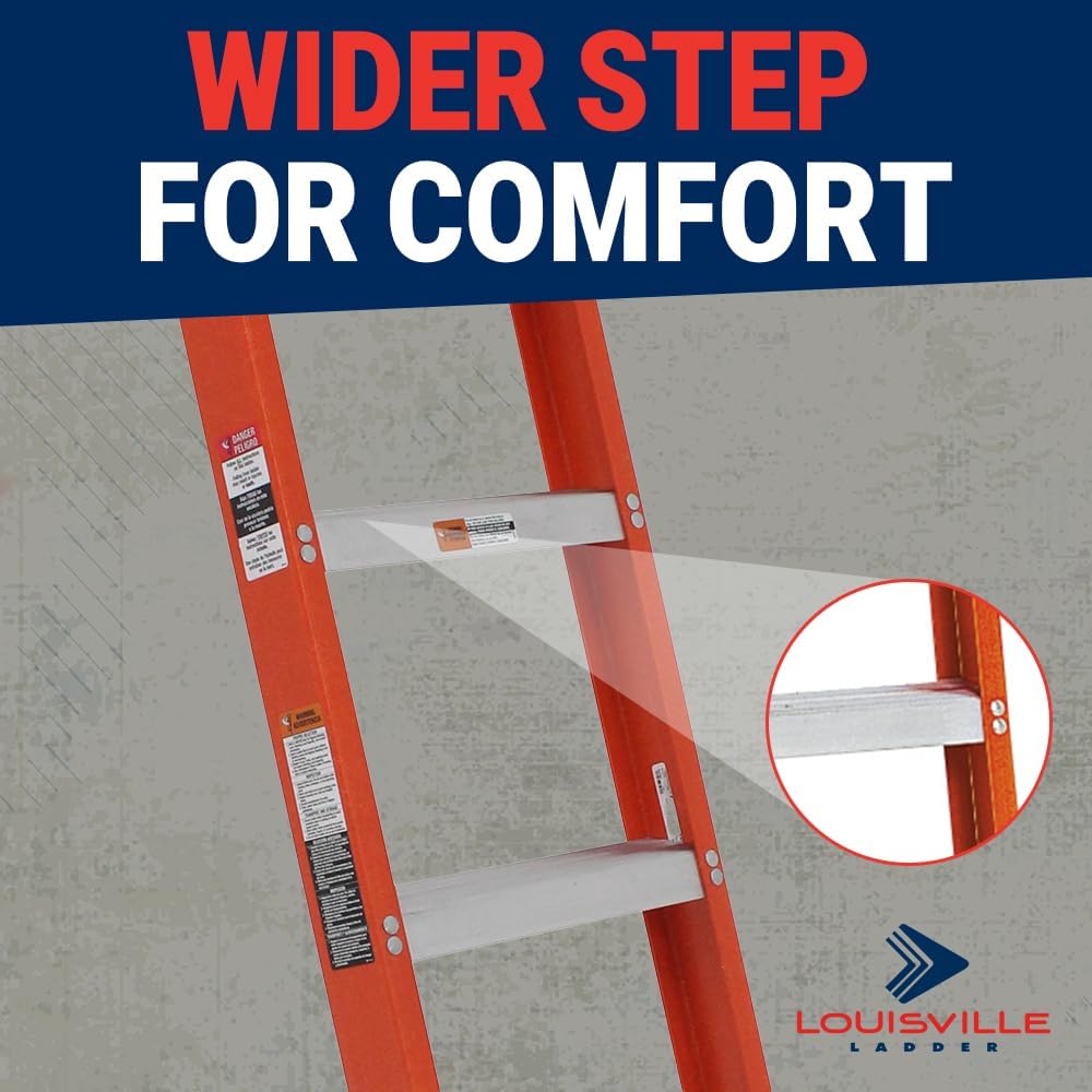 Louisville Ladder FH1008 Fiberglass Shelf Ladder, 8 Feet, 300 Pound Duty Rating