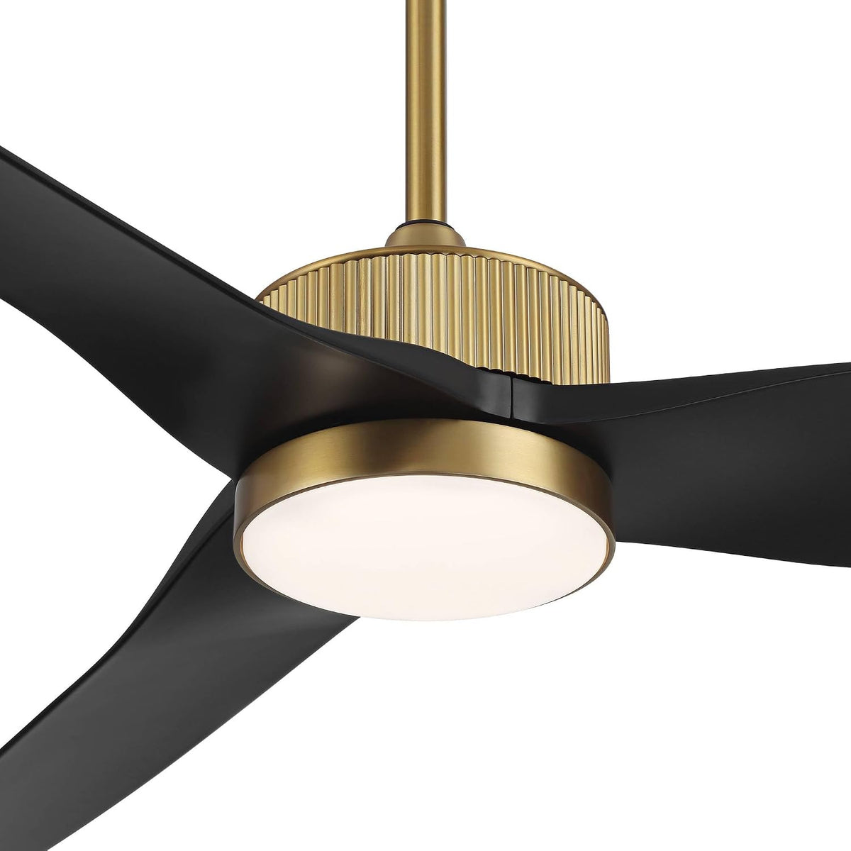 Casa Vieja 60' Montage Modern Indoor Outdoor Ceiling Fan 3 Blade LED Light Remote Control Soft Brass Finish Black Blades Bedroom Patio Living Room Kitchen Porch Damp Rated Decorative DC Motor Garage