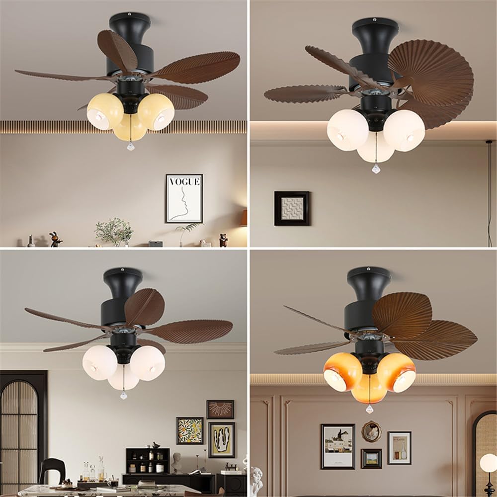 American Retro LED Ceiling Fan Light - Luxury European Design for Living Room, Restaurant, Bedroom, Cafe, Villa & Hotel Remote Control, Stylish Lighting (Style 15) (Style 6)