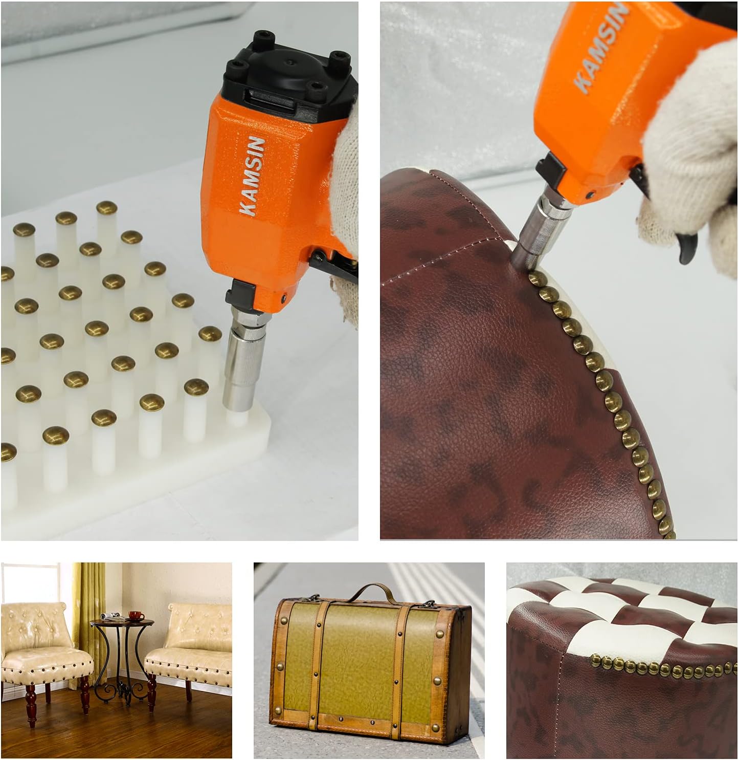 Muzzle Sleeves Fit Pneumatic Thumbtack Gun, 7 Barrel Sleeves for Different Tacks Head Diameter Used in Vintage and Antique Furniture, Decorating DIY Projects (7 Different Size of Sleeves)
