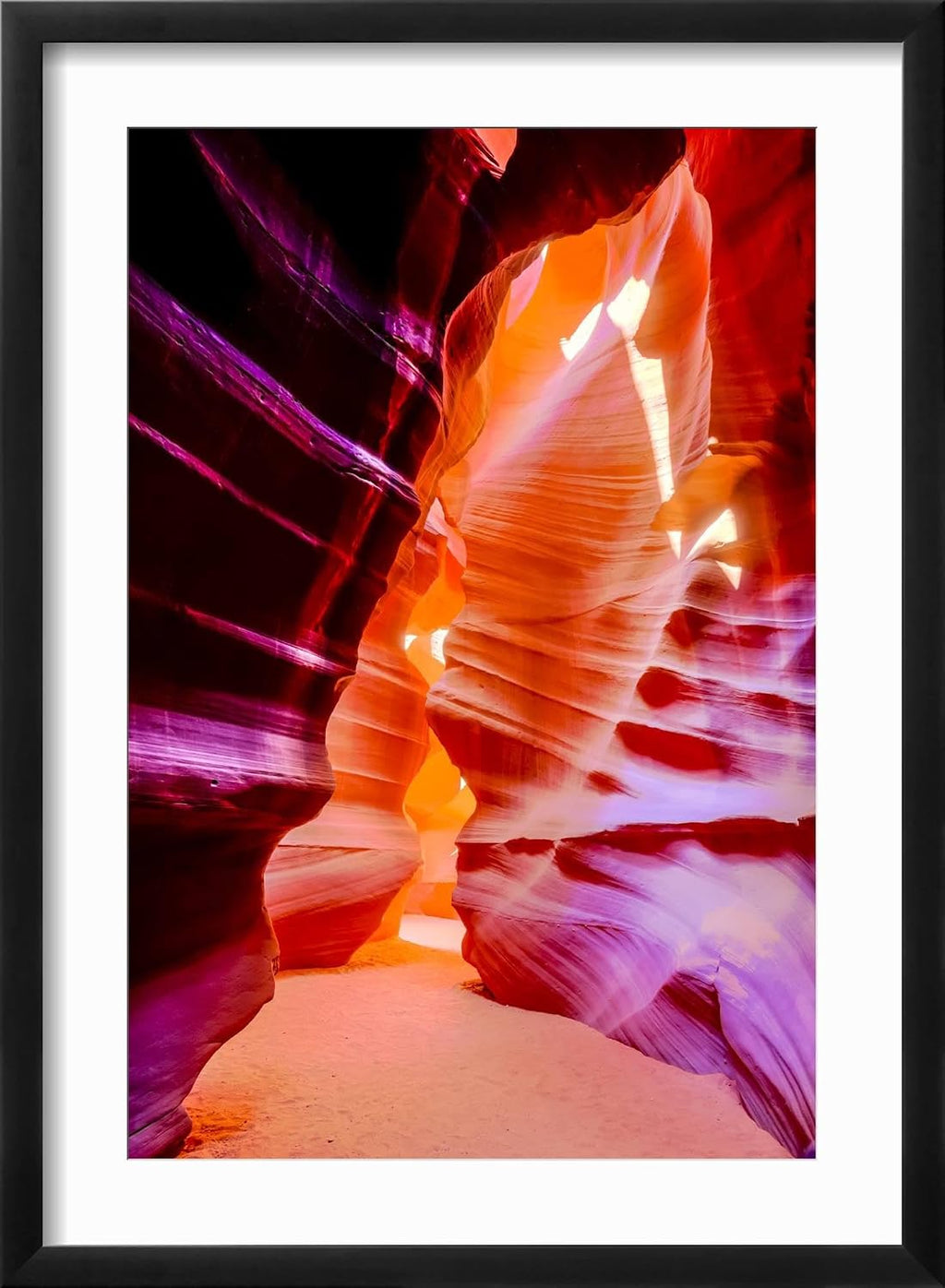ART.COM Framed Wall Art Prints Arizona, Page, Upper Antelope Slot Canyon. Canyon Scenic by Jaynes Gallery, Scenic Decor, 12' x 18', Black Frame with White Mat