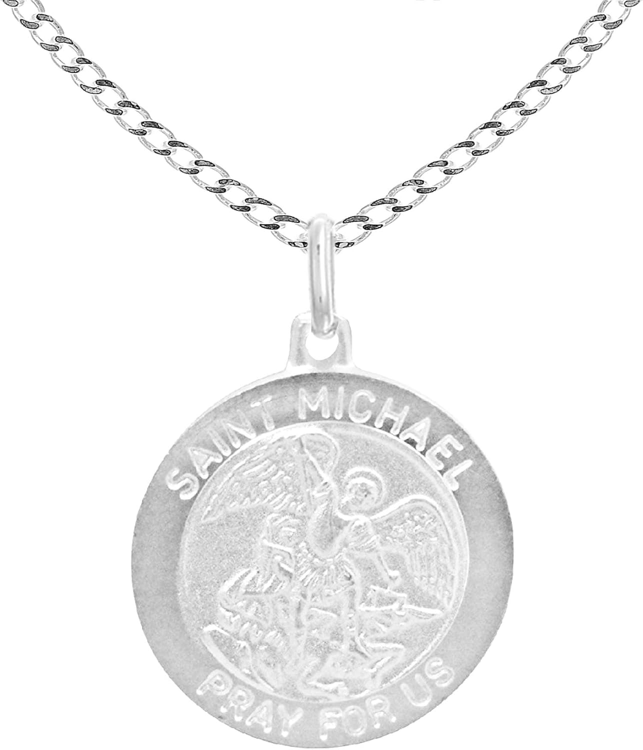 Ritastephens Sterling Silver Saint St Michael Medal Round Pendant Necklaces
