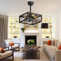 Chandelier,Retro Ceiling Fans with Lights and Remote DC Reversible Smart Fan Chandeliers Ceiling Light Vintage Style Quiet Industrial Ceiling Fan with Lighting for Lounge Bedroom Living Room