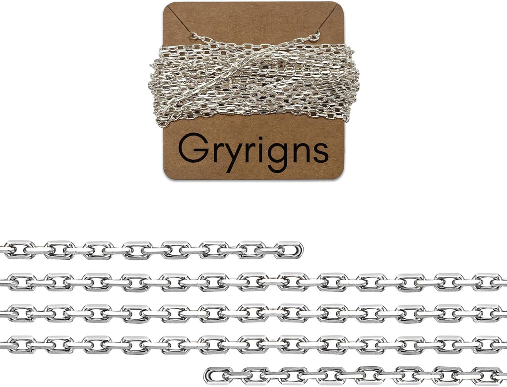 Gryrigns 5Feet 2.1mm 925 Sterling Silver Cable Chain Link Bulk for DIY Craft Jewelry Making (12.65 Grams)