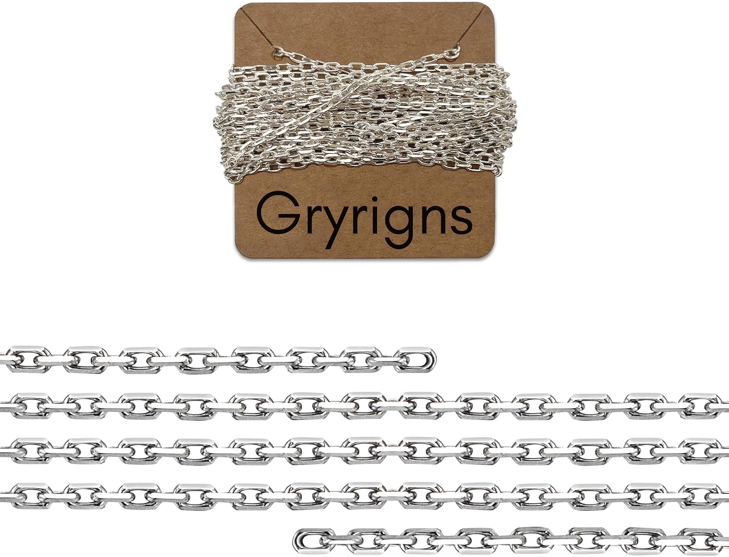 Gryrigns 5Feet 2.1mm 925 Sterling Silver Cable Chain Link Bulk for DIY Craft Jewelry Making (12.65 Grams)