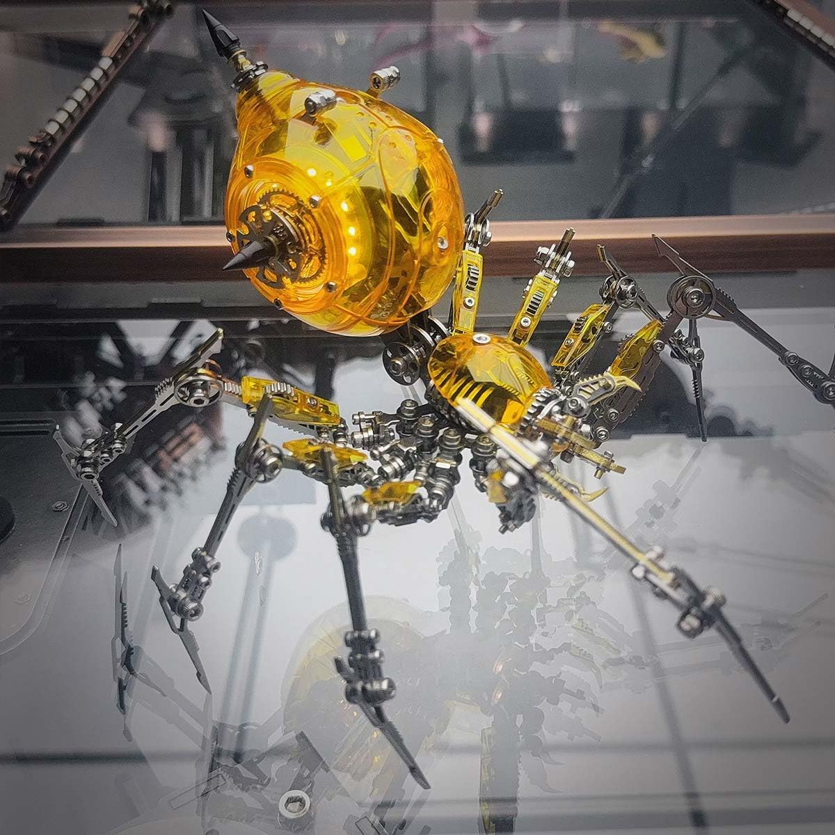 3D Metal Puzzle Spider Model Kit for Adults with Light, 602 PCS Mechanical Metal War Spider Steampunk Animal DIY Assembly Jigsaw Puzzle Model Desk Gifts for Adults