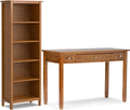 SIMPLIHOME Warm Shaker Desk and Bookcase Bundle - 48 inch Wide Solid Wood Transitional Desk with Drawers and 26 inch Wide 5-Shelf Bookcase in Light Golden Brown, Home Office Furniture (Set of 2)