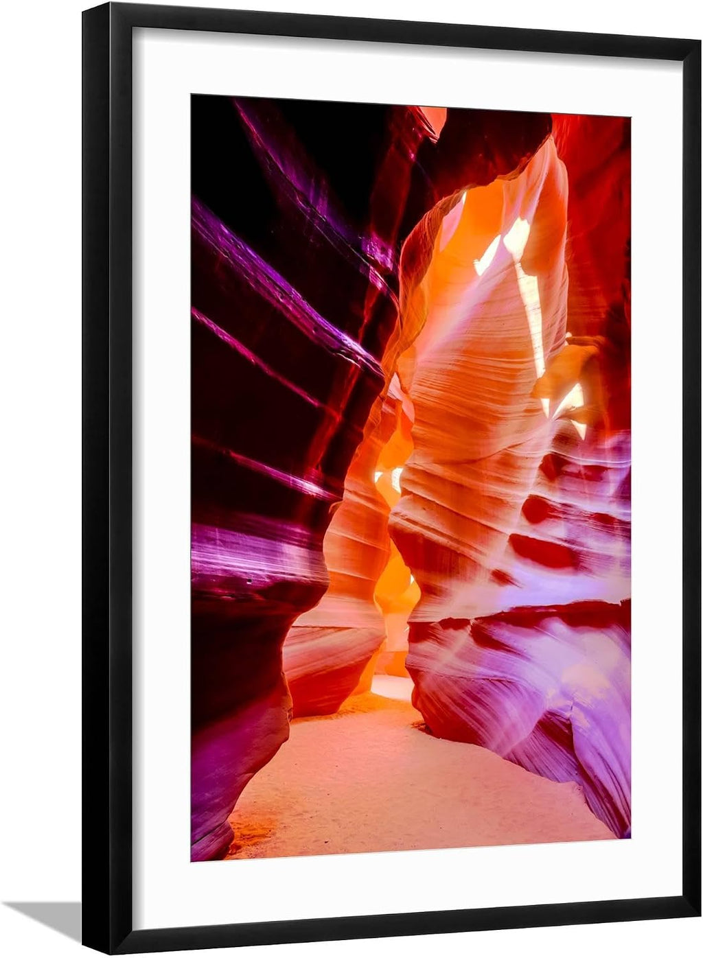 ART.COM Framed Wall Art Prints Arizona, Page, Upper Antelope Slot Canyon. Canyon Scenic by Jaynes Gallery, Scenic Decor, 16' x 24', Black Frame with White Mat