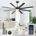Carrefour 72 Inch Ceiling Fan with Lights, Industrial HVLS Large Ceiling Fans, 8 Aluminum Blades, Quiet DC Motor, APP/Remote/Wall Control, 3 Downrods Included, Damp Rated for Garage Living Room