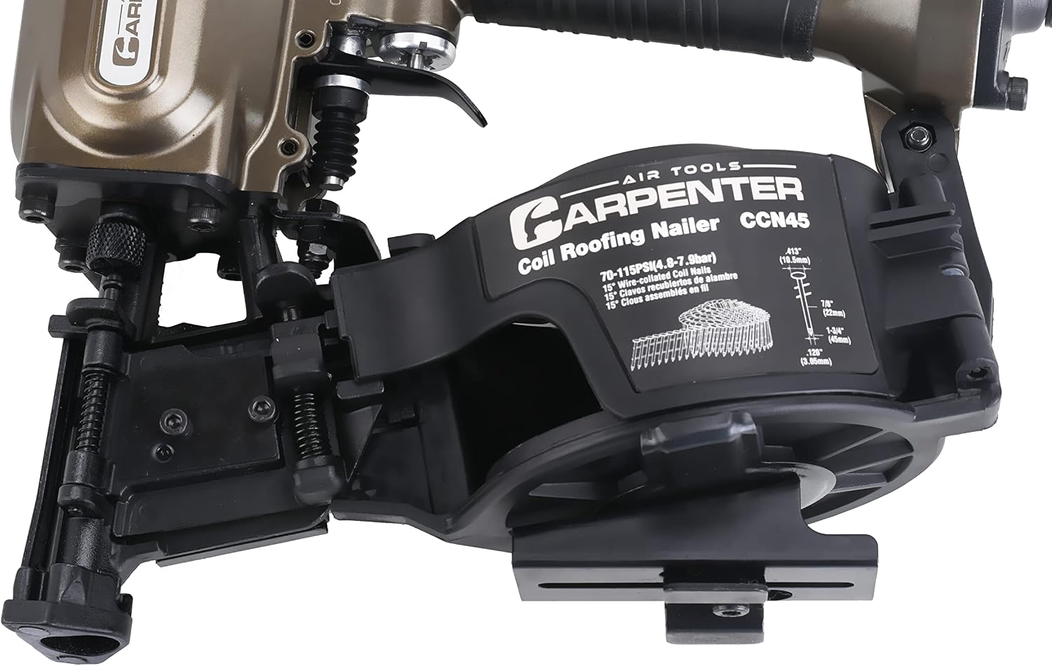 CCN45 7/8' To 1 3/4' 15° Pneumatic Coil Roofing Nailer
