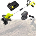 Electric Garden Rotavator - 25cm Working Width, 22cm Working Depth, 2×12 Ah Battery Powered Cordless Tiller Soil Cultivator - Tiller with Switch