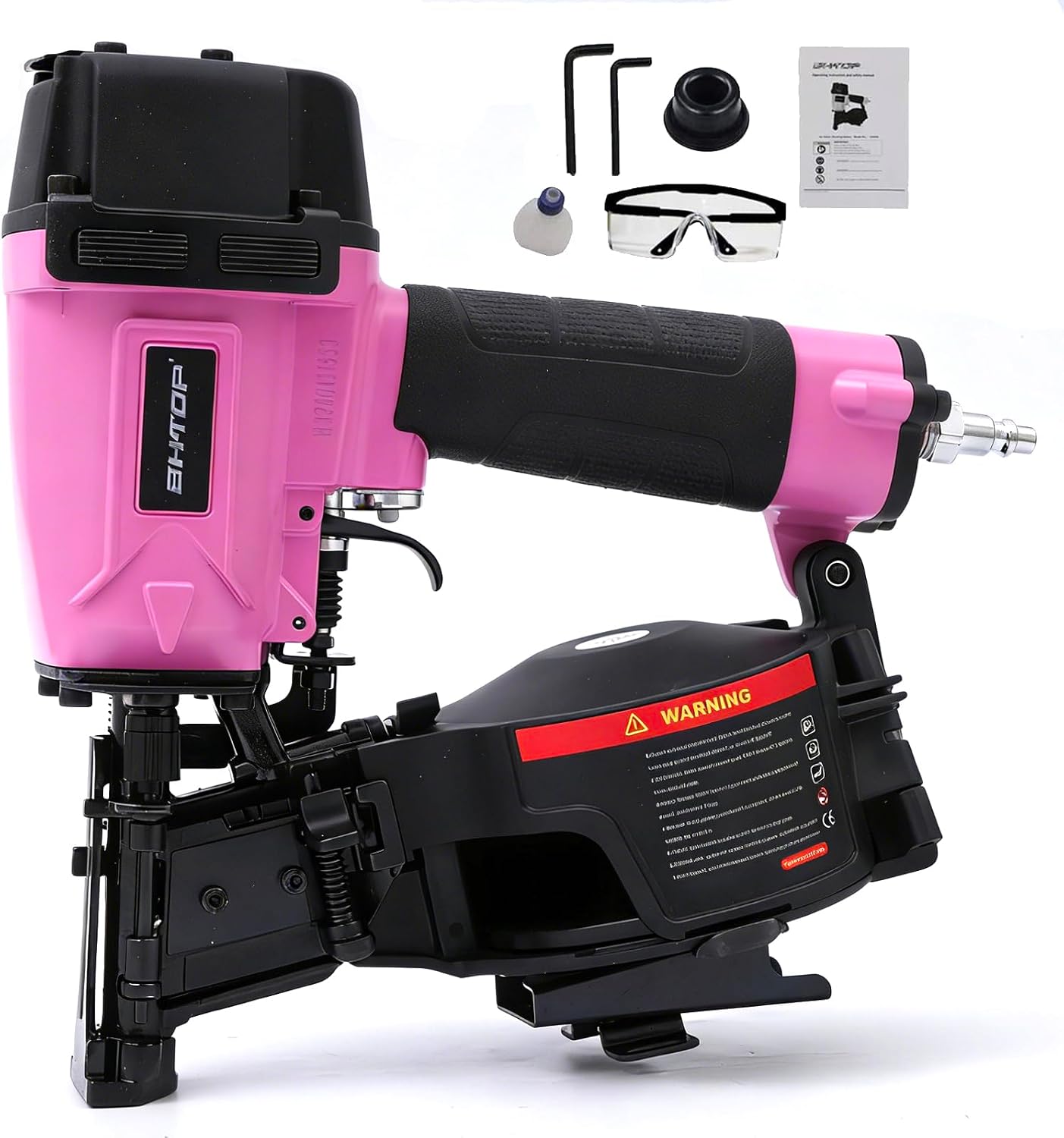 CN45N Roofing Nailer, 15 Degree Roofing Nail Gun, 3/4-Inch to 1-3/4-Inch Coil Nails, 120-pcs Load Capacity Coil Nailer in Pink