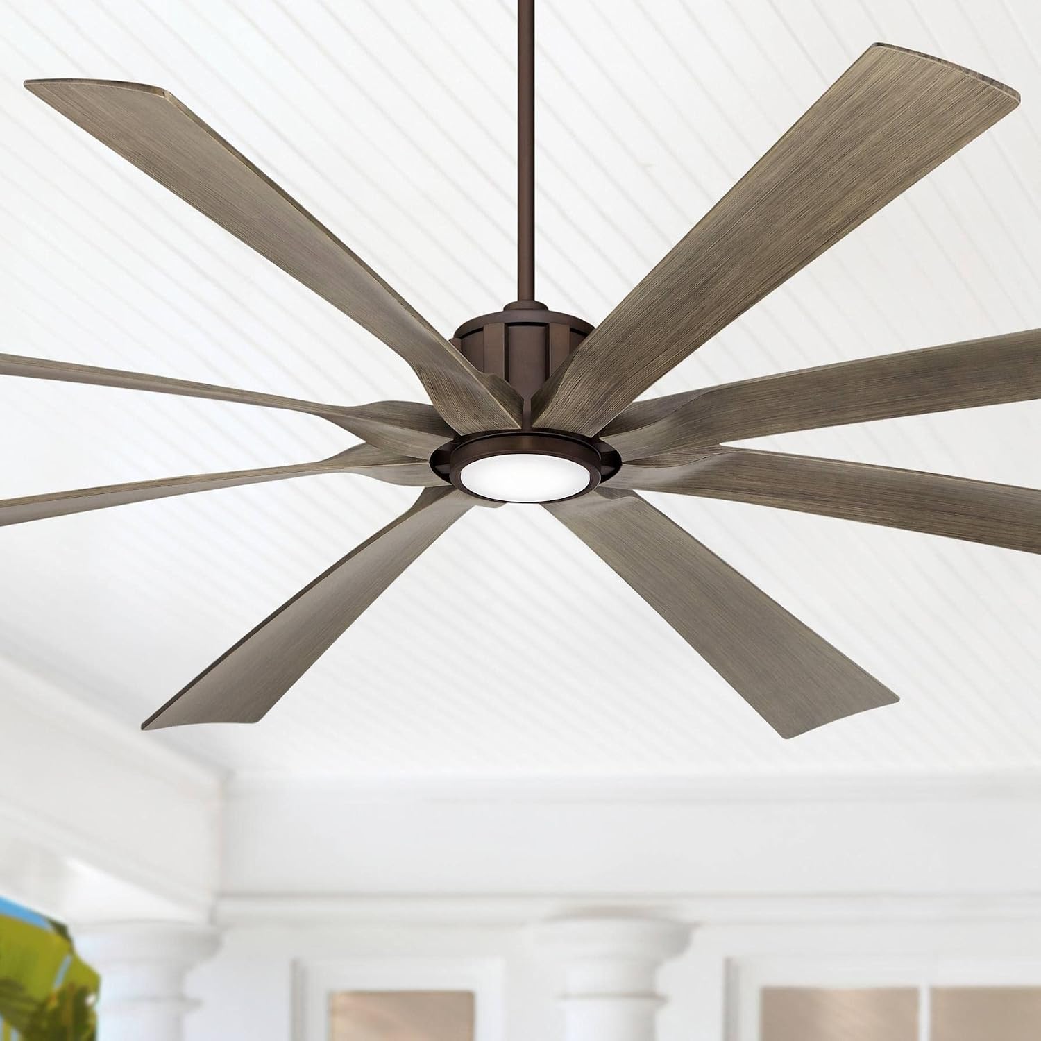 Possini Euro Design 80' Defender Rustic Farmhouse Indoor Outdoor Ceiling Fan with Dimmable LED Light Remote Control Oil Rubbed Bronze Damp Rated for Patio Exterior House Porch Gazebo Garage Barn