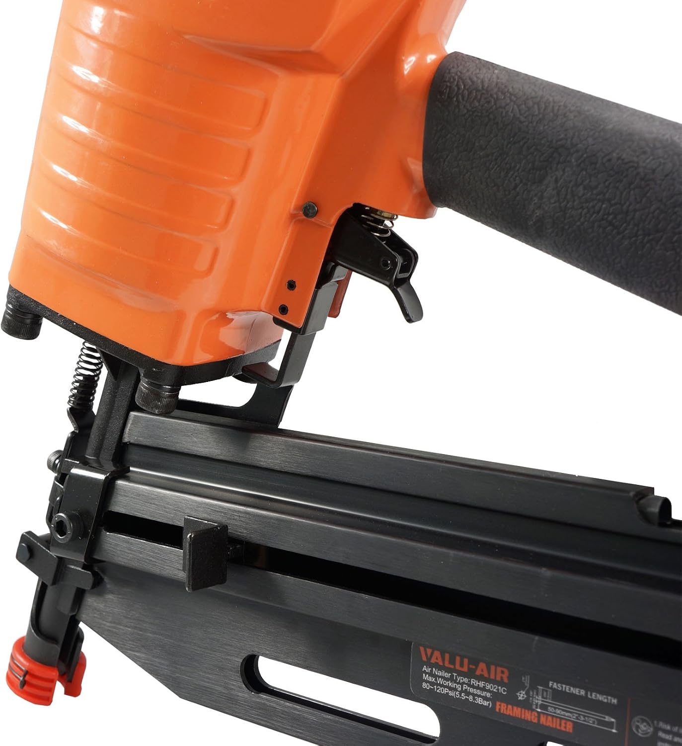 Valu-Air 9021C 21 Degree 3-1/2' Full Round Head Framing Nailer with Carrying Case and Interchangeable Trigger, Tool-Free Depth Adjust, and No Mar Tip