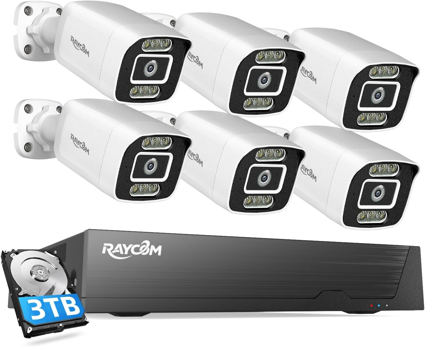 PoE Security Camera System, 6pcs Wired 5MP Outdoor IP Cameras with Color Night Vision, AI Human Detection, Two-Way Audio, 4K 8CH NVR with 3TB HDD for 24-7 Recording, No Monthly Fee (5MP-3TB)