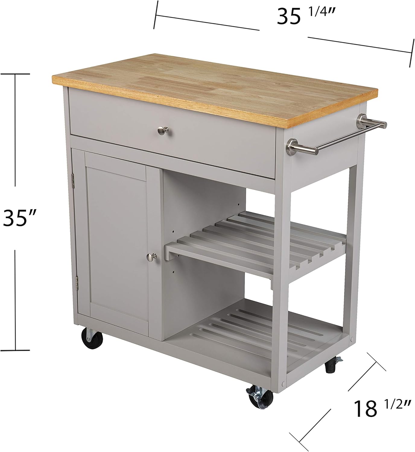 SEI Furniture - Rolling Kitchen Island with Storage - Transitional Design, Green Finish - Ideal for Kitchen, Dining Room (KA1125734)