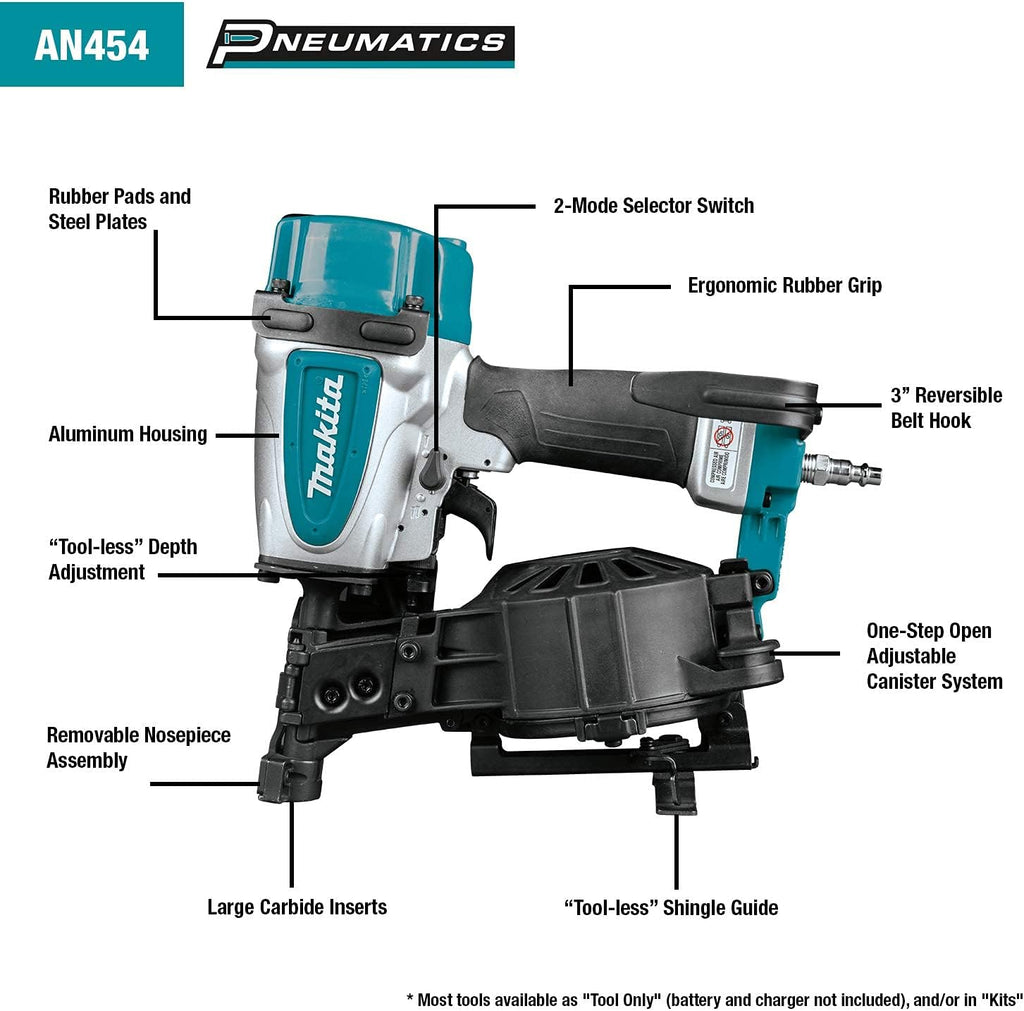 Makita AN454-R 1-3/4 in. Coil Roofing Nailer (Renewed)