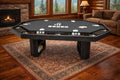 American Furniture Classics 75' Stretched Octagon Poker/Dining Table with Charcoal Speedcloth, 10 Chip Trays and Cup Holders with Table Topper in Mocha Finish